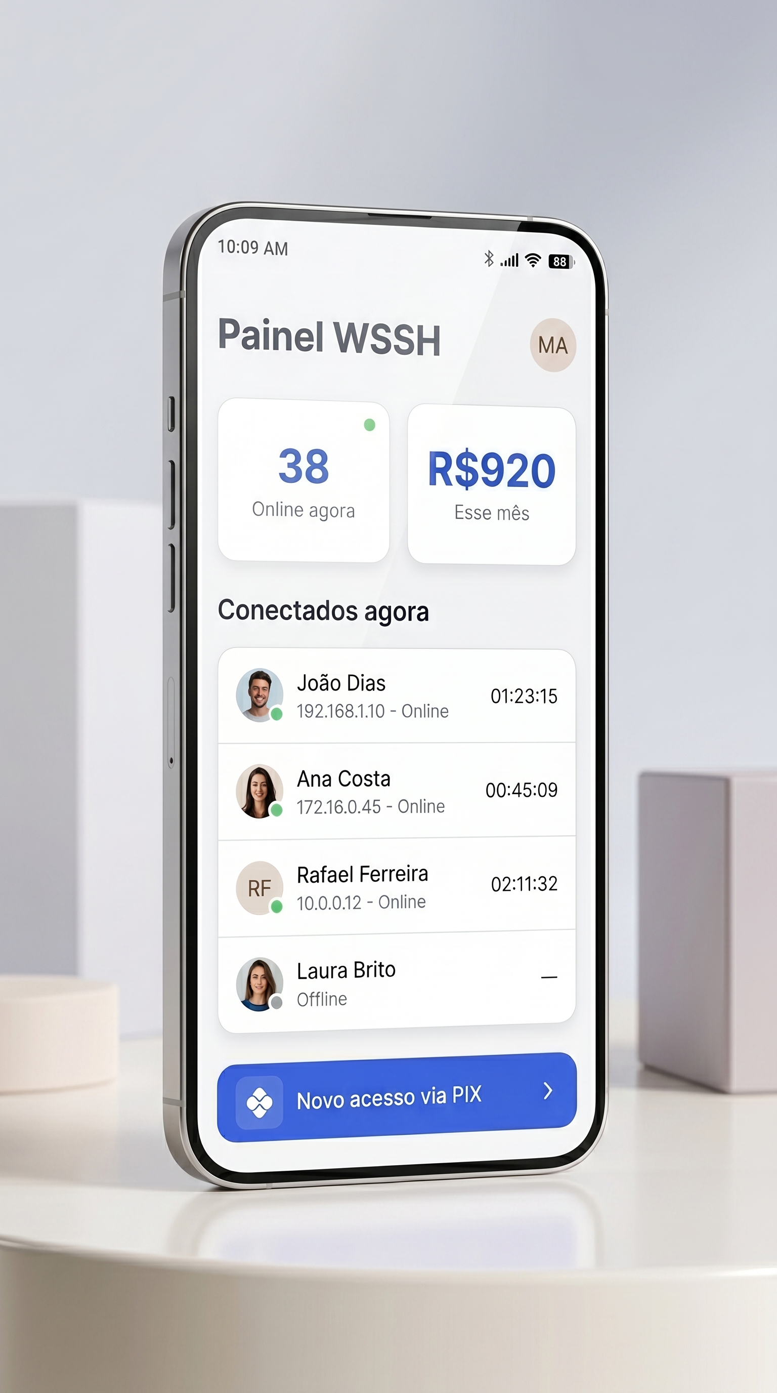 Screenshot do painel WSSH VPN no celular